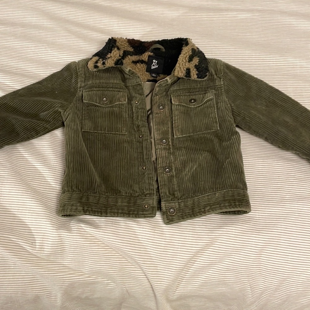 Green corduroy boys camo jacket . Size 3T